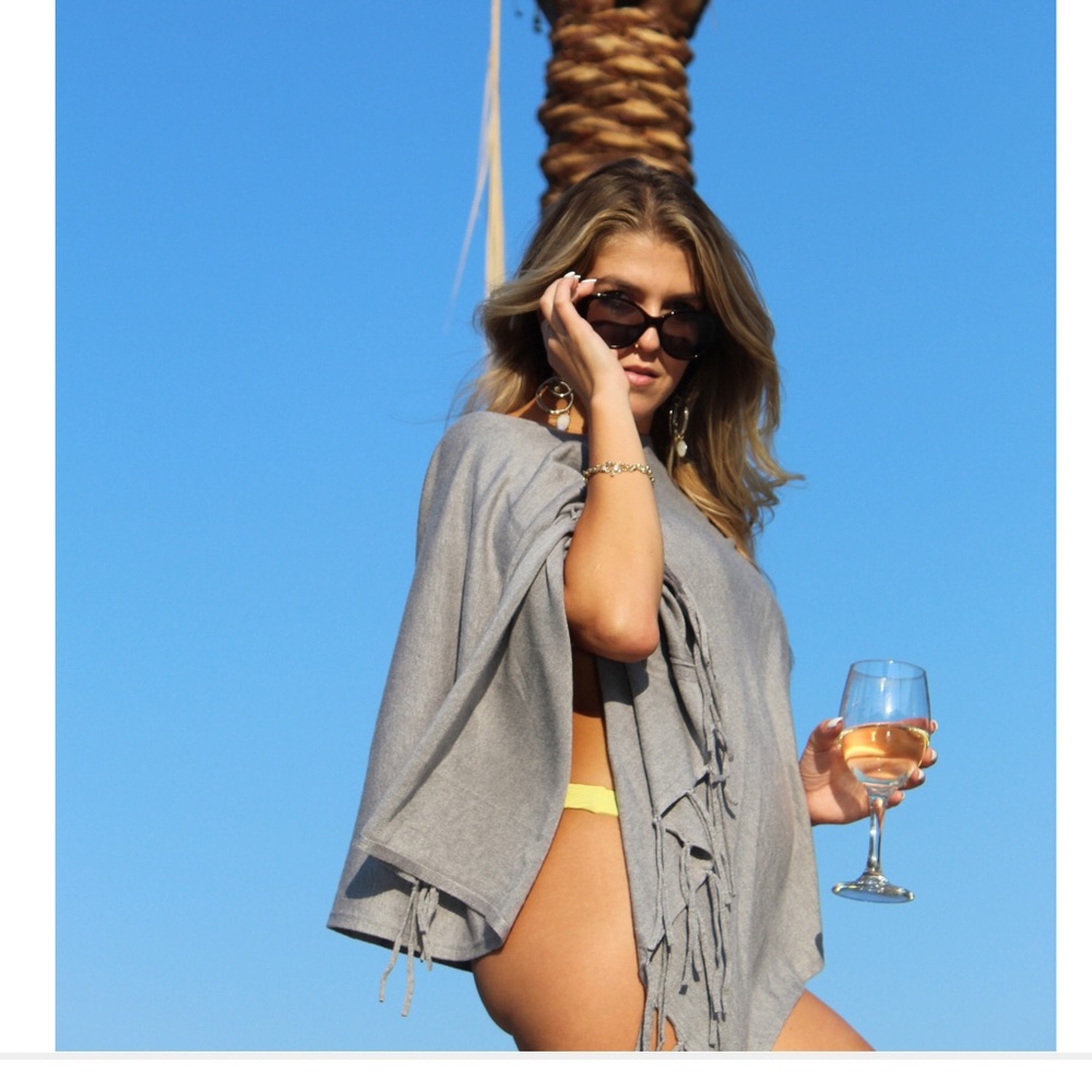 Olivaceous Warm fringe poncho